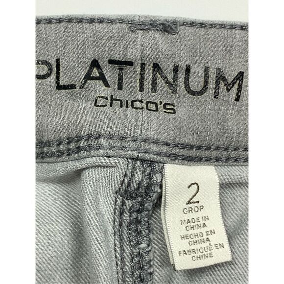 Chicos platinum gray crop denim pant size L/12 - Picture 2 of 7